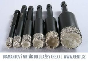 diamantové vrtáky do dlažby se stopkou do vrtačky
